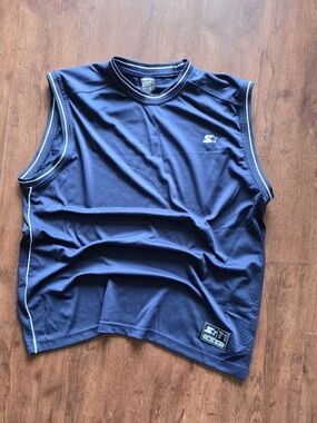 STARTER Navy Sleeveless Athletic Tank Top with Light Trim